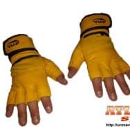 Žute rukavice za vežbanje od neoprena i eko kože sa elastičnim bandažerom - proizvođač BMA